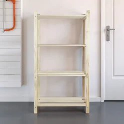 Étagère de garage en bois 4 tablettes L. 65 x H. 130 x P. 30 cm