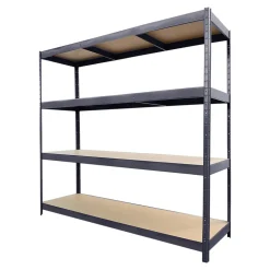 Étagère de garage en métal gris 4 plateaux en bois L. 200 x P. 50 x H. 180 cm