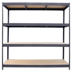 Étagère de garage en métal gris 4 plateaux en bois L. 200 x P. 50 x H. 180 cm