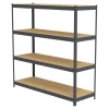 Étagère de garage en métal gris 4 plateaux en bois L. 180 x P. 60 x H. 180 cm