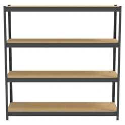 Étagère de garage en métal gris 4 plateaux en bois L. 180 x P. 60 x H. 180 cm