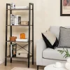 Étagère de Rangement à 4 Niveaux avec Cadre en Métal-Dispositif Anti-basculement-Style Industrielle Gris Foncé
