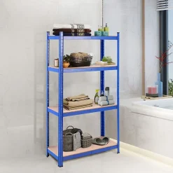 Étagère de Rangement avec 4 Étagères pour Garage Atelier Divers Modèles Charge Lourde en Fer et MDF