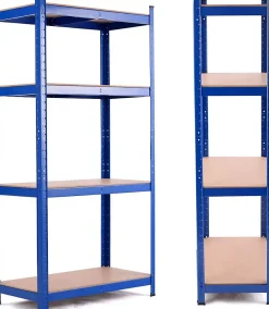 Étagère de Rangement avec 4 Étagères pour Garage Atelier Divers Modèles Charge Lourde en Fer et MDF