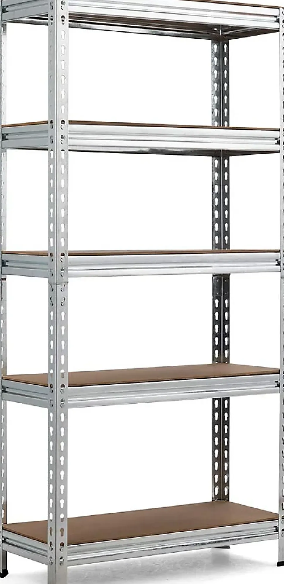 Étagère de Rangement Garage à 5 Niveaux, en Métal avec Planches, Capacité 500 Kg, pour Cuisine (Argent) 75 x 30 x 150 cm