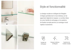 Étagère De Salle Tulup 90x13 cm Au-Dessus Du Lavabo Avec Supports En Métal Chromé