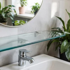 Étagère De Salle Tulup 90x13 cm Au-Dessus Du Lavabo Avec Supports En Métal Chromé
