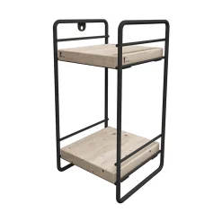 Étagère de table Pargas à 2 niveaux métal bois de pin 26 x 14 x 13 cm noir naturel en.casa