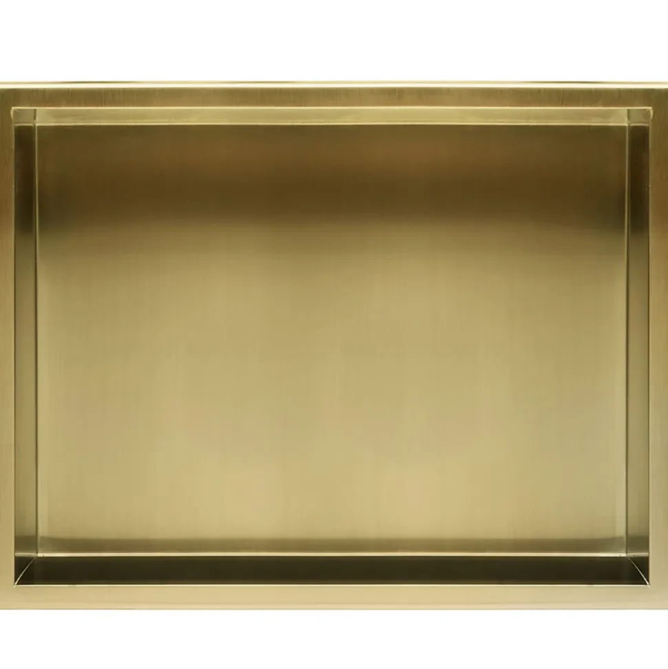ÉTAGÈRE D'ENCASTREMENT POUR SALLE DE BAINS REA 8 30X45X10 BRUSH GOLD