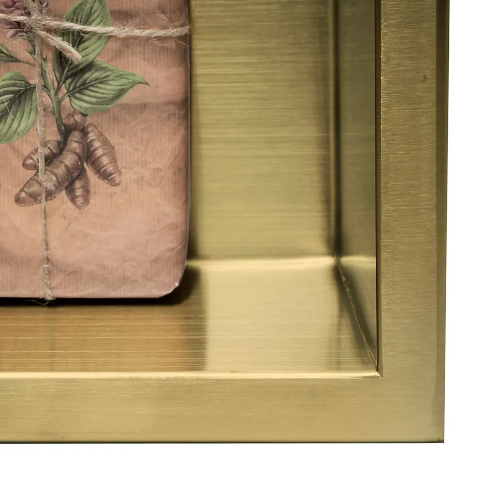 ÉTAGÈRE D'ENCASTREMENT POUR SALLE DE BAINS REA 8 30X45X10 BRUSH GOLD