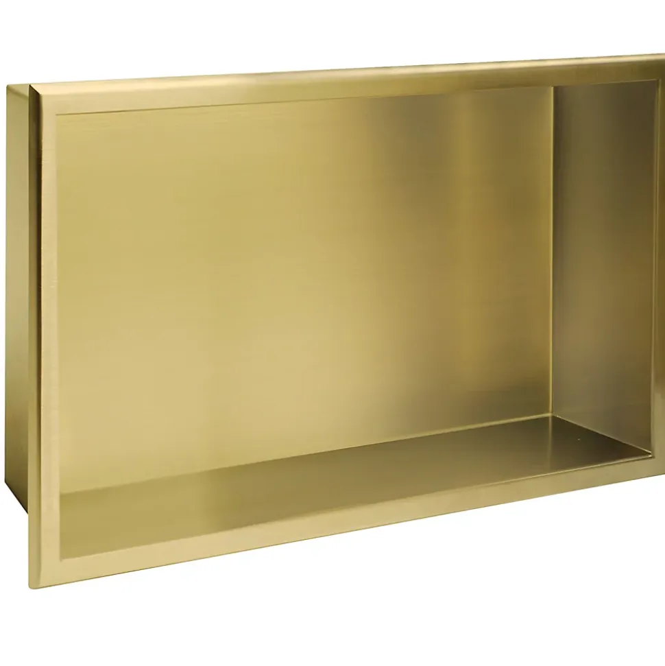 ÉTAGÈRE D'ENCASTREMENT POUR SALLE DE BAINS REA 8 30X45X10 BRUSH GOLD