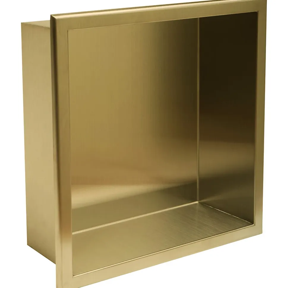 ÉTAGÈRE D'ENCASTREMENT POUR SALLE DE BAINS REA 7 30X30X10 BRUSH GOLD