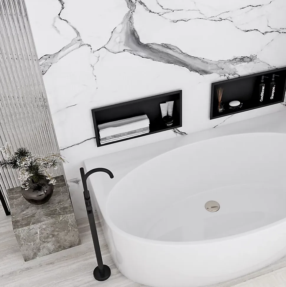 ÉTAGÈRE D'ENCASTREMENT POUR SALLE DE BAINS REA 5 30X45X10 BLACK