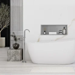 ÉTAGÈRE D'ENCASTREMENT POUR SALLE DE BAINS REA 3 30X60X10 BRUSH STEEL