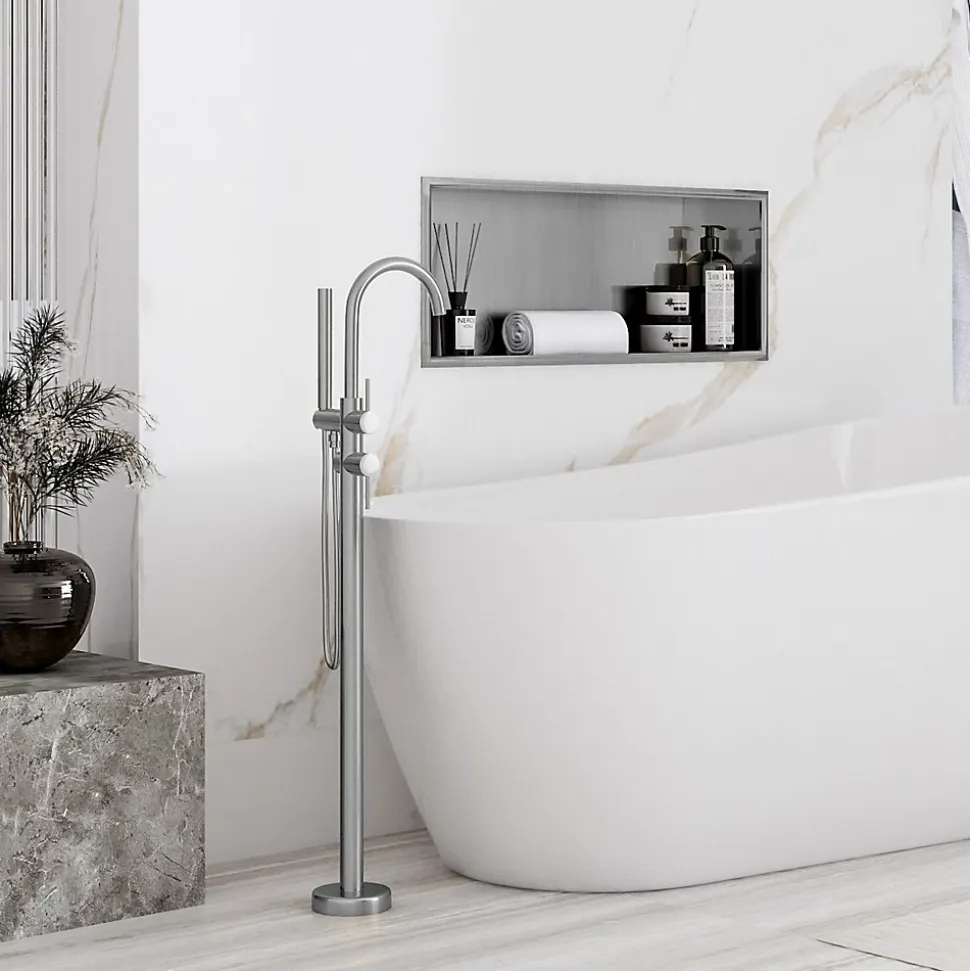 ÉTAGÈRE D'ENCASTREMENT POUR SALLE DE BAINS REA 3 30X60X10 BRUSH STEEL