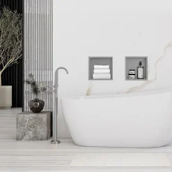 ÉTAGÈRE D'ENCASTREMENT POUR SALLE DE BAINS REA 1 30X30X10 BRUSH STEEL