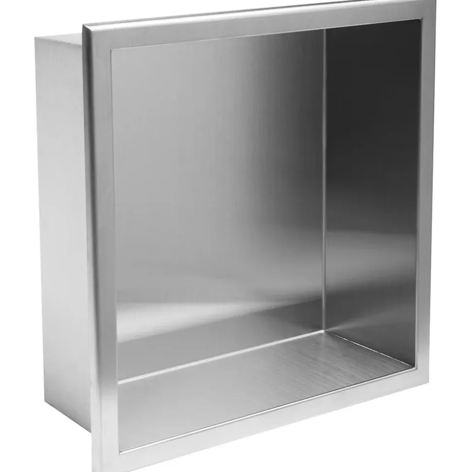 ÉTAGÈRE D'ENCASTREMENT POUR SALLE DE BAINS REA 1 30X30X10 BRUSH STEEL