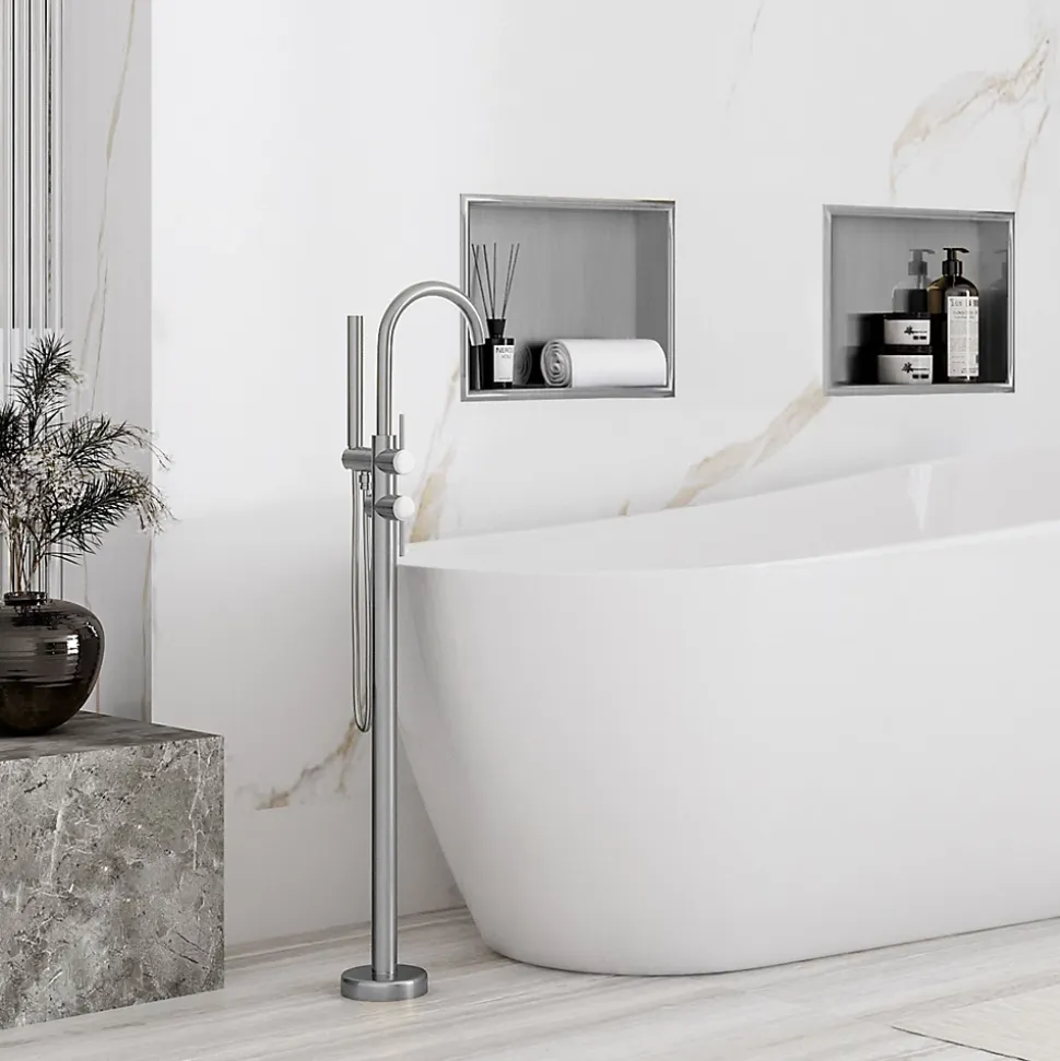 ÉTAGÈRE D'ENCASTREMENT POUR SALLE DE BAINS REA 1 30X30X10 BRUSH STEEL