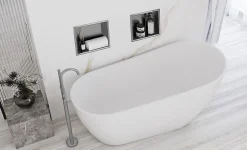 ÉTAGÈRE D'ENCASTREMENT POUR SALLE DE BAINS REA 1 30X30X10 BRUSH STEEL