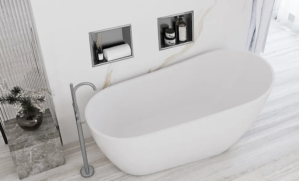 ÉTAGÈRE D'ENCASTREMENT POUR SALLE DE BAINS REA 1 30X30X10 BRUSH STEEL