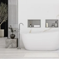 ÉTAGÈRE D'ENCASTREMENT POUR SALLE DE BAINS REA 2 30X45X10 BRUSH STEEL