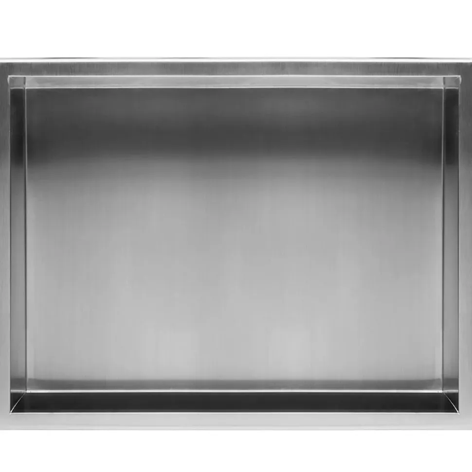 ÉTAGÈRE D'ENCASTREMENT POUR SALLE DE BAINS REA 2 30X45X10 BRUSH STEEL
