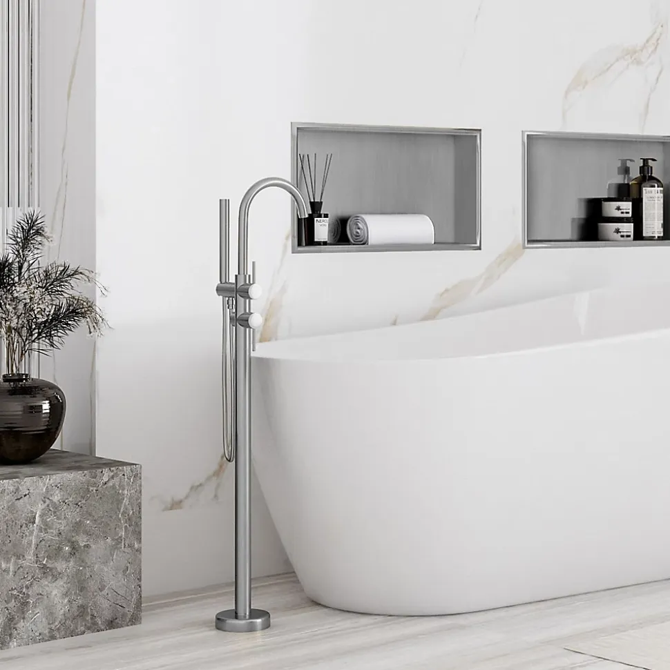 ÉTAGÈRE D'ENCASTREMENT POUR SALLE DE BAINS REA 2 30X45X10 BRUSH STEEL