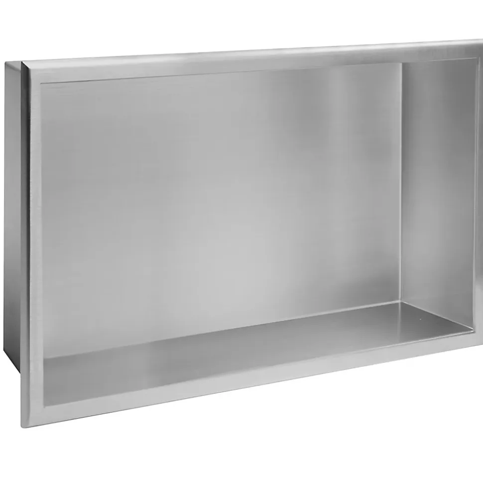 ÉTAGÈRE D'ENCASTREMENT POUR SALLE DE BAINS REA 2 30X45X10 BRUSH STEEL