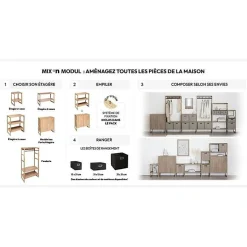 Étagère empilable 1 case Effet bois naturel Mix N' Modul - 5Five