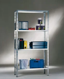 Étagère en acier galvanisé argenté Schulte Regalwelt Powermax H. 137 x L. 75 x P. 30 cm