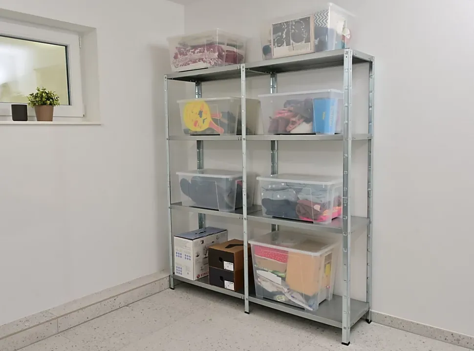 Étagère en acier galvanisé argenté Schulte Regalwelt Powermax H. 180 x L. 160 x P. 40 cm