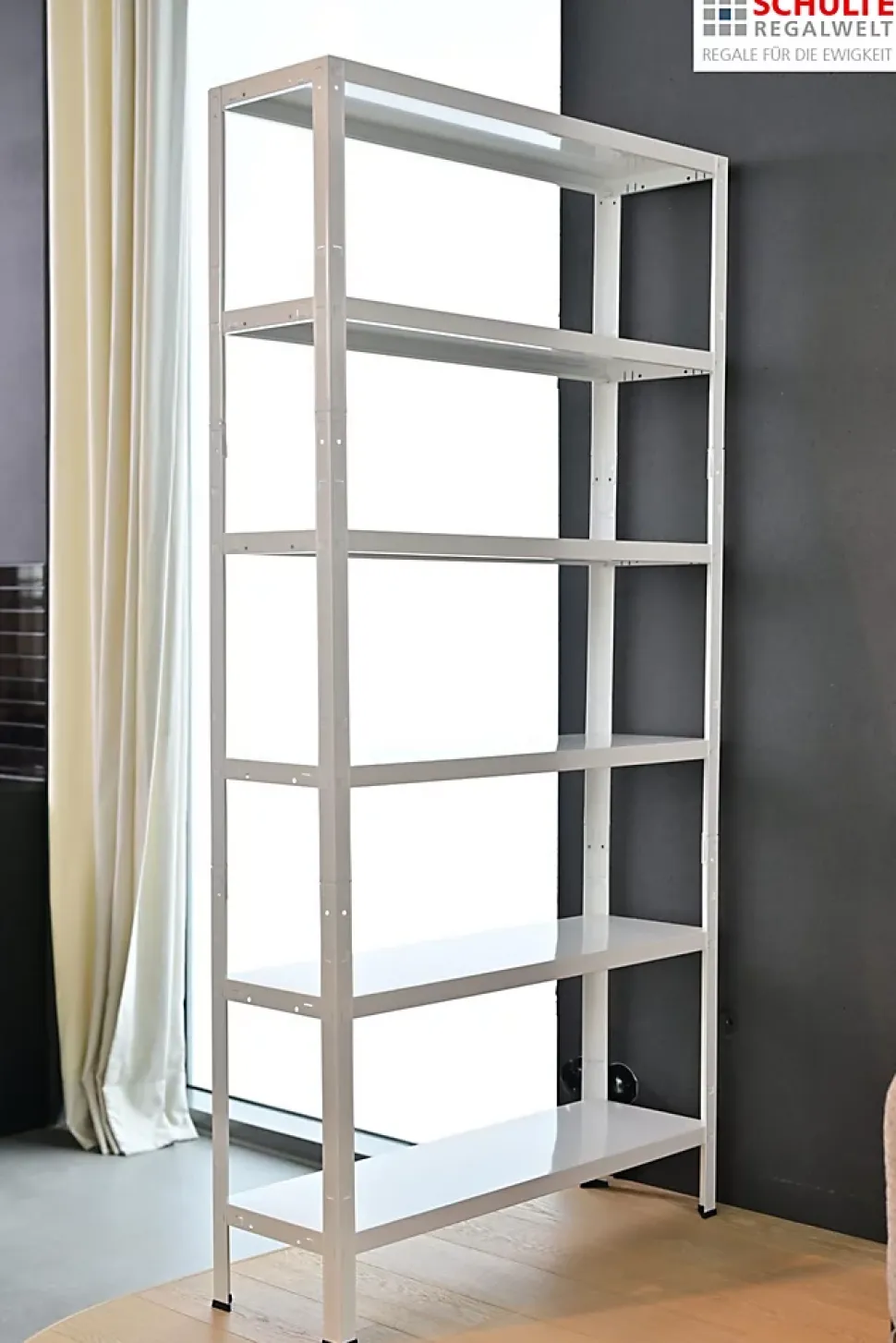 Étagère en métal blanc Schulte Regalwelt Powermax H. 137 x L. 75 x P. 30 cm