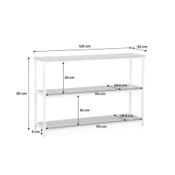 Étagère en métal noir et décor bois - Loft - bibliothèque 3 niveaux. 120x30x80cm