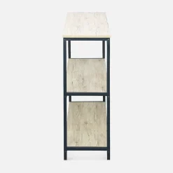 Étagère en métal noir et décor bois - Loft - bibliothèque 3 niveaux. 120x30x80cm
