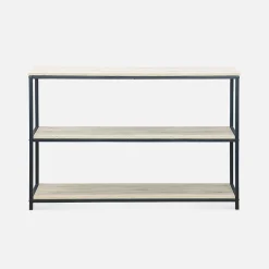 Étagère en métal noir et décor bois - Loft - bibliothèque 3 niveaux. 120x30x80cm