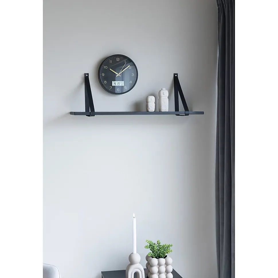 Étagère Marea, Noir, Bois, 20x80x2 cm, Seven Design