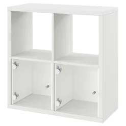 Étagère modulable 4 cubes avec 2 portes en verre GoodHome Mixxit blanc