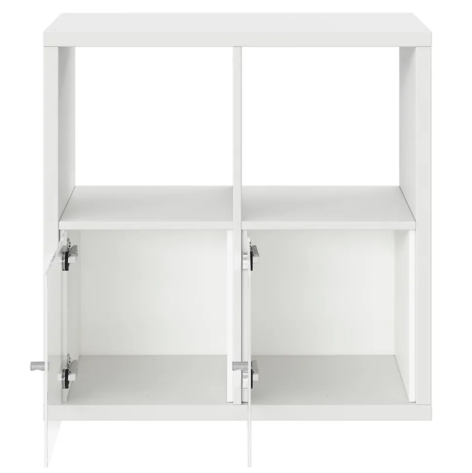 Étagère modulable 4 cubes avec 2 portes en verre GoodHome Mixxit blanc