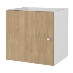 Étagère modulable 3 cubes avec 2 portes GoodHome Mixxit effet chêne
