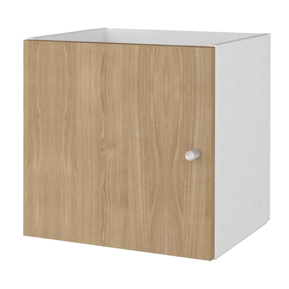 Étagère modulable 3 cubes avec 2 portes GoodHome Mixxit effet chêne