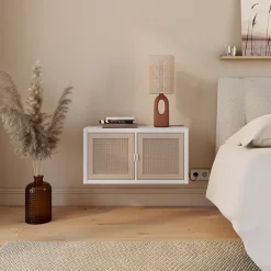 Étagère modulable 2 cubes avec 2 portes effet chêne et canage GoodHome Mixxit blanc