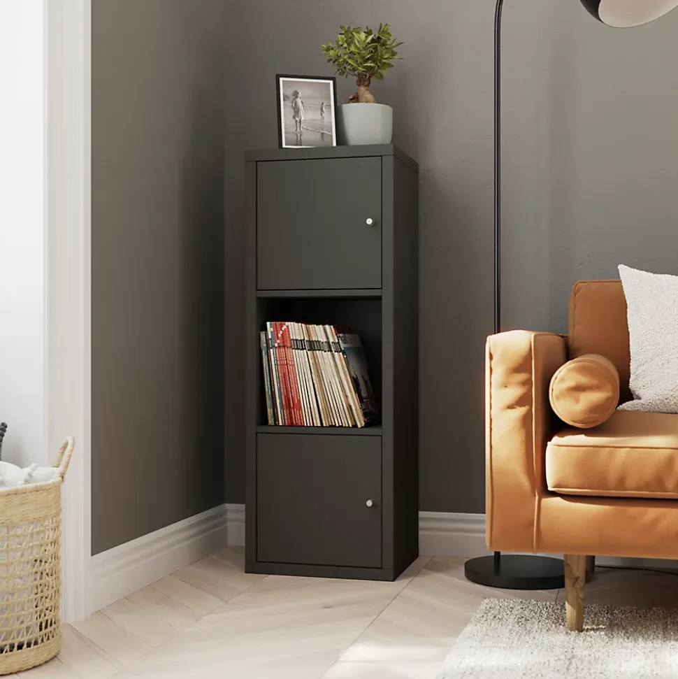 Étagère modulable 3 cubes avec 2 portes GoodHome Mixxit anthracite