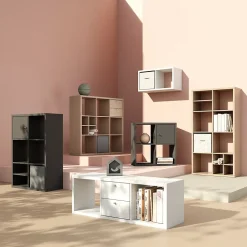 Étagère modulable 3 cubes avec 2 portes GoodHome Mixxit anthracite