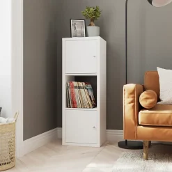 Étagère modulable 3 cubes avec 2 portes GoodHome Mixxit blanc