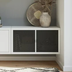 Étagère modulable 2 cubes avec 2 portes en métal GoodHome Mixxit blanc