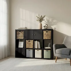 Étagère modulable 12 cubes avec 3 portes GoodHome Mixxit anthracite