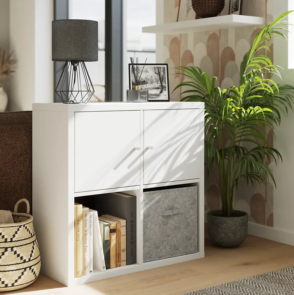 Étagère modulable 4 cubes avec 2 portes GoodHome Mixxit blanc