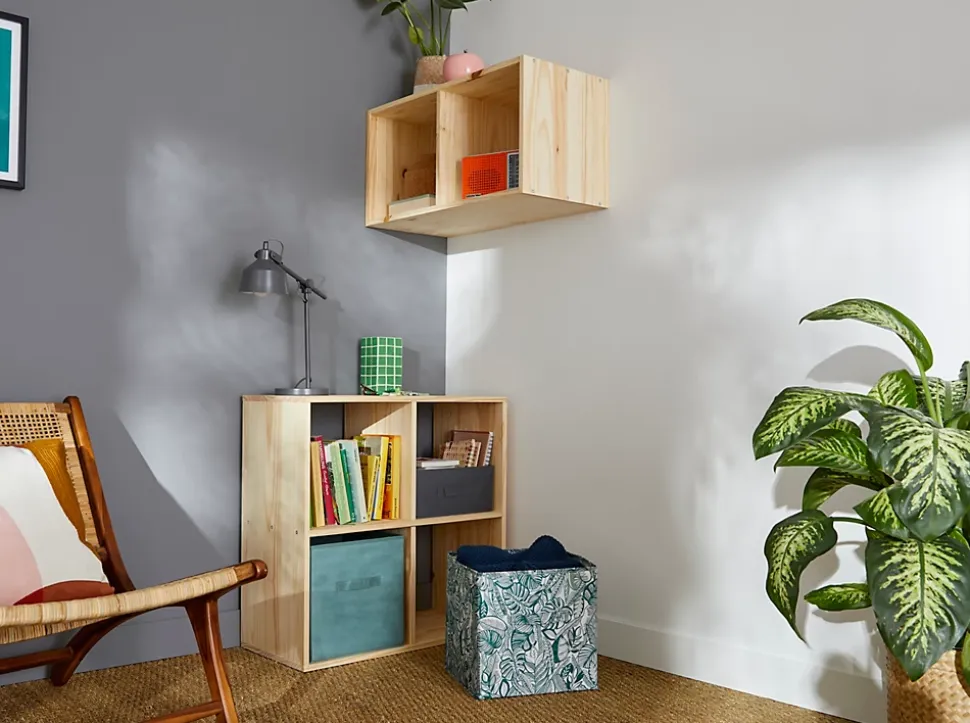 Étagère modulable 2 cubes en pin GoodHome Mixxit l. 36,3 x H. 70,8 cm