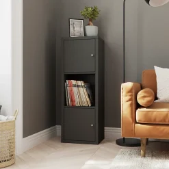 Étagère modulable 3 cubes GoodHome Mixxit anthracite l. 38,9cm x H. 108cm