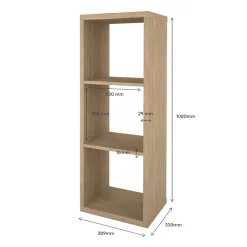 Étagère modulable 3 cubes GoodHome Mixxit effet chêne l. 38,9cm x H. 108cm